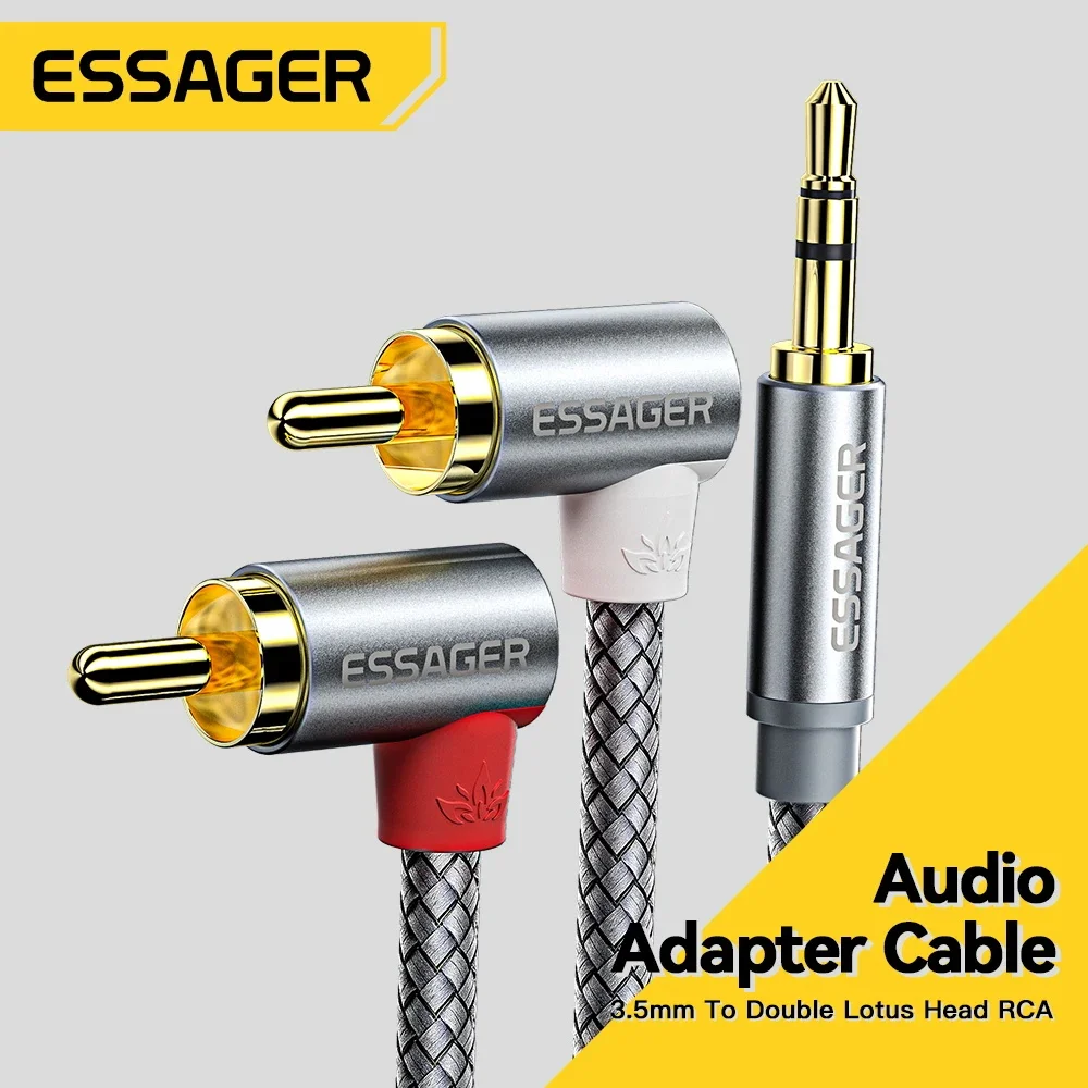 Audio Music Splitter - Essager 90 ° Angle RCA Audio