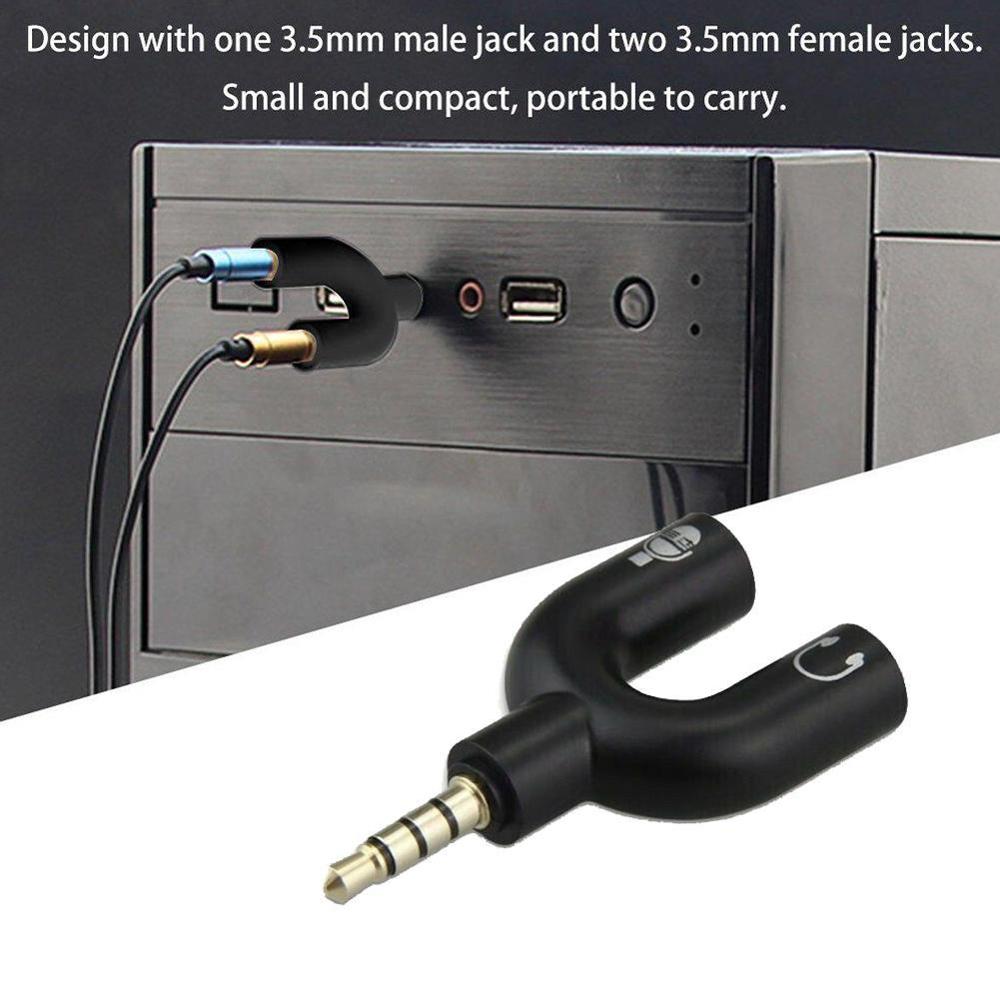 1PC Dual 3.5MM U Type Adapter  - Audio Music Splitter recensione e prezzo