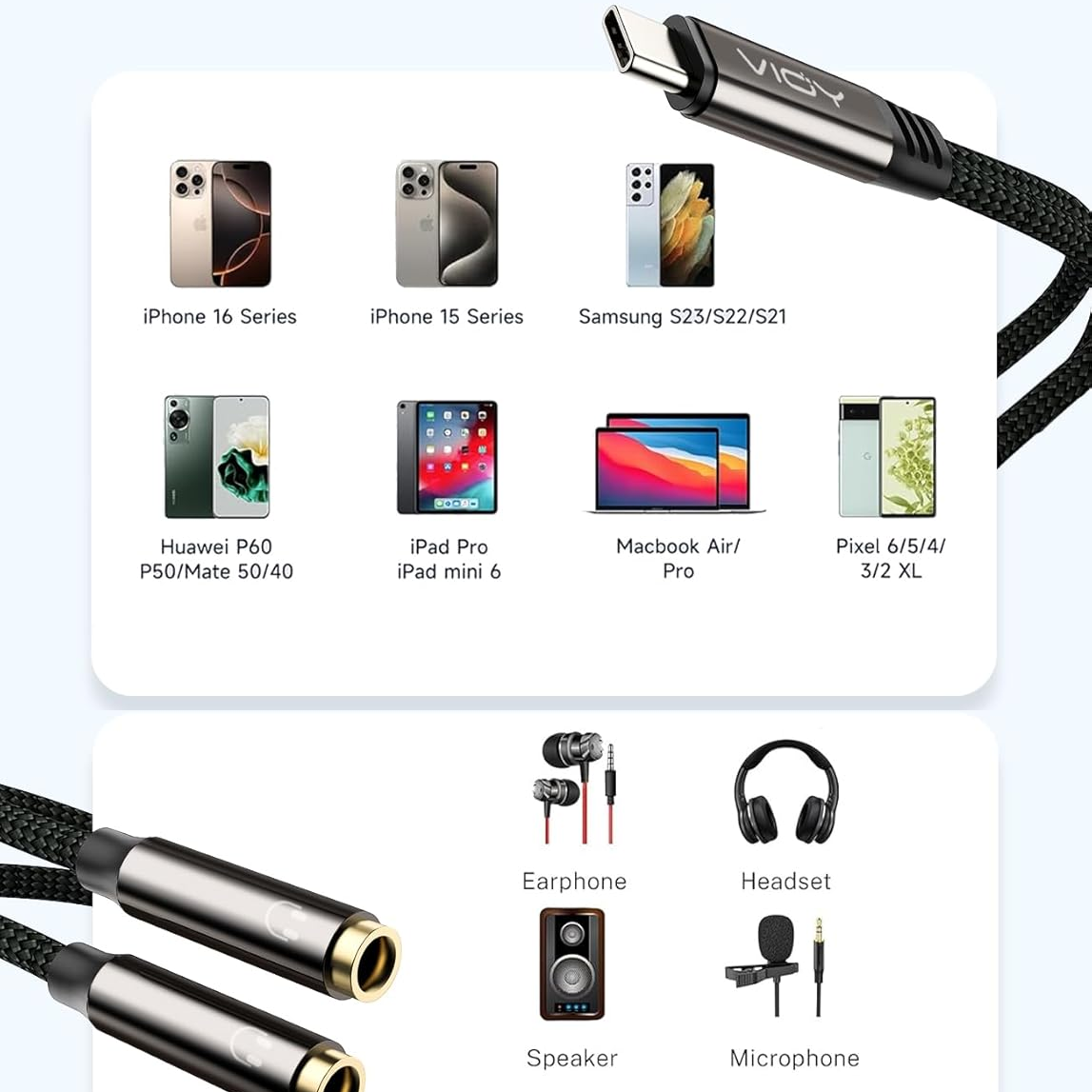 USB C To Dual 3.5mm Female Hea - Audio Music Splitter recensione e prezzo