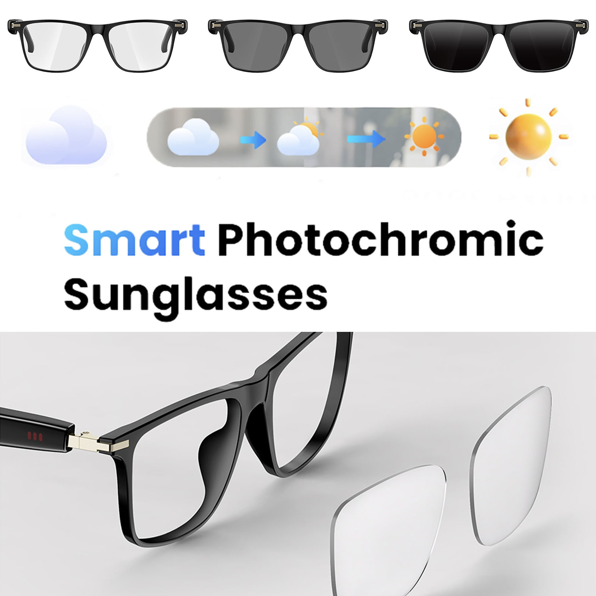 Black Smart Bluetooth Glasses  - Audio Music Voice recensione e prezzo